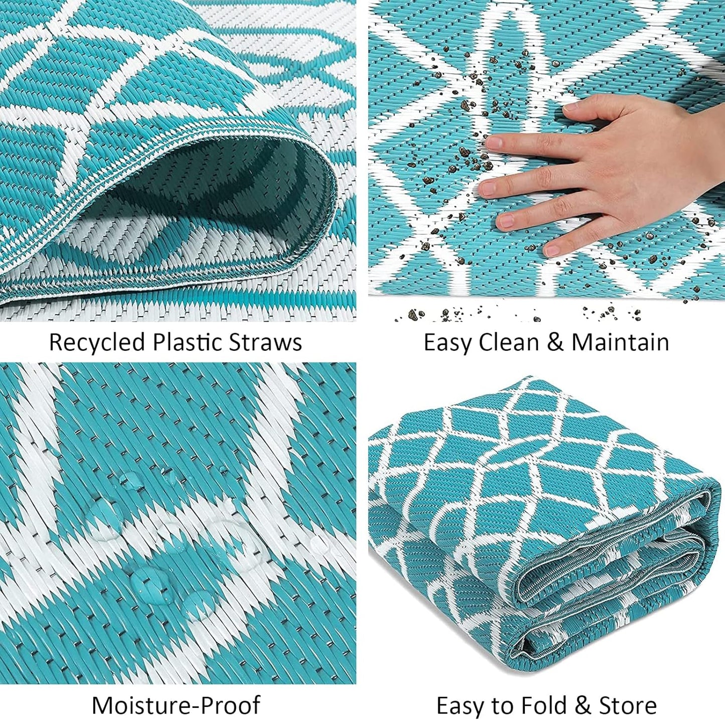 HEBE Outdoor Rug Waterproof 8x10, Reversible Plastic Straw Rug RV Camping Rug, Indoor Outdoor Patio Mat Clearance, Outside Carpet for Porch,Deck,Camper,Balcony,Backyard,Picnic