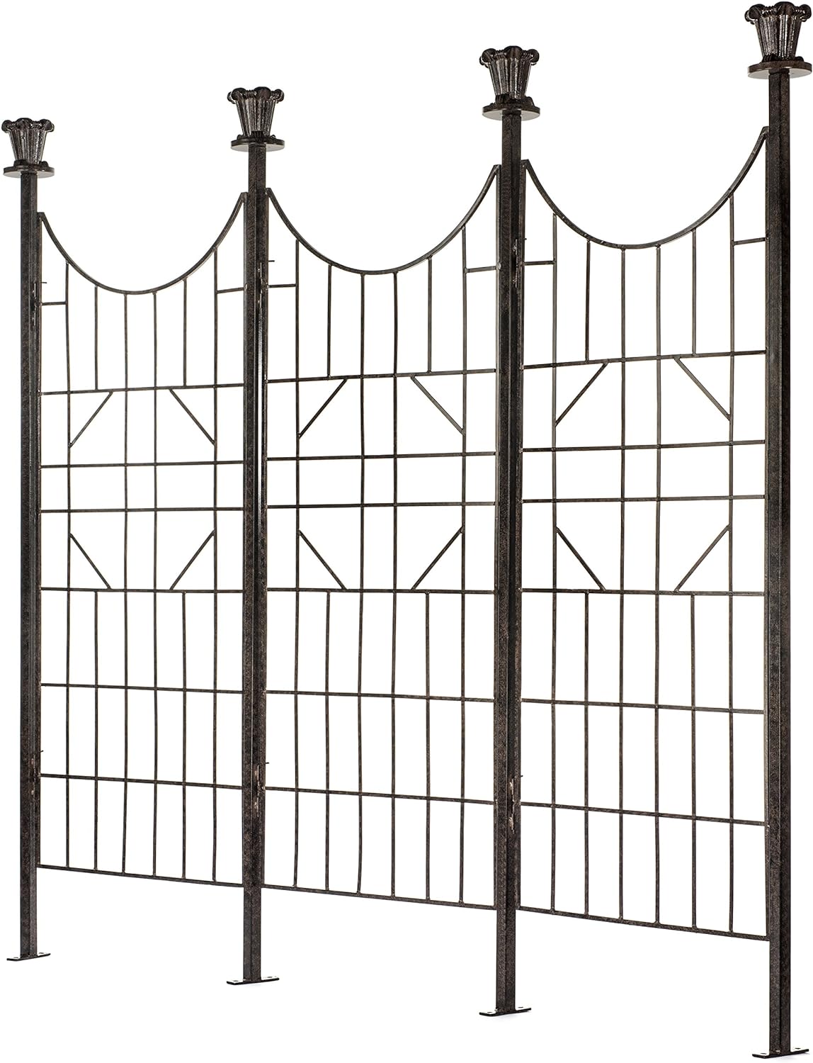 H Potter Large Iron Garden Trellis for Climbing Plants Patio Screen Deck Privacy Fence