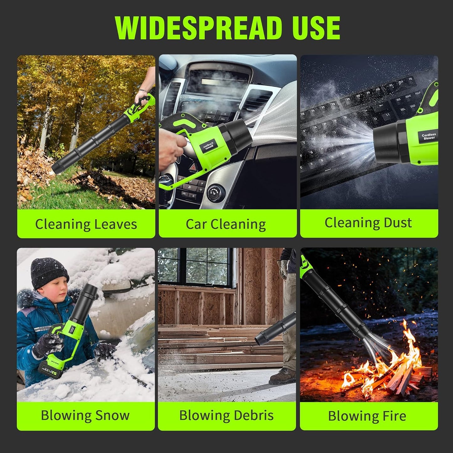 Cordless Electric Leaf Blower, 21V Small Handheld Leaf Blower with 2X 3.0Ah Battery and Charger, Mini Lightweight 480CFM Blower with Infinite Speeds for Lawn Care, Yard, Deck, Patio, Leaves, Dust