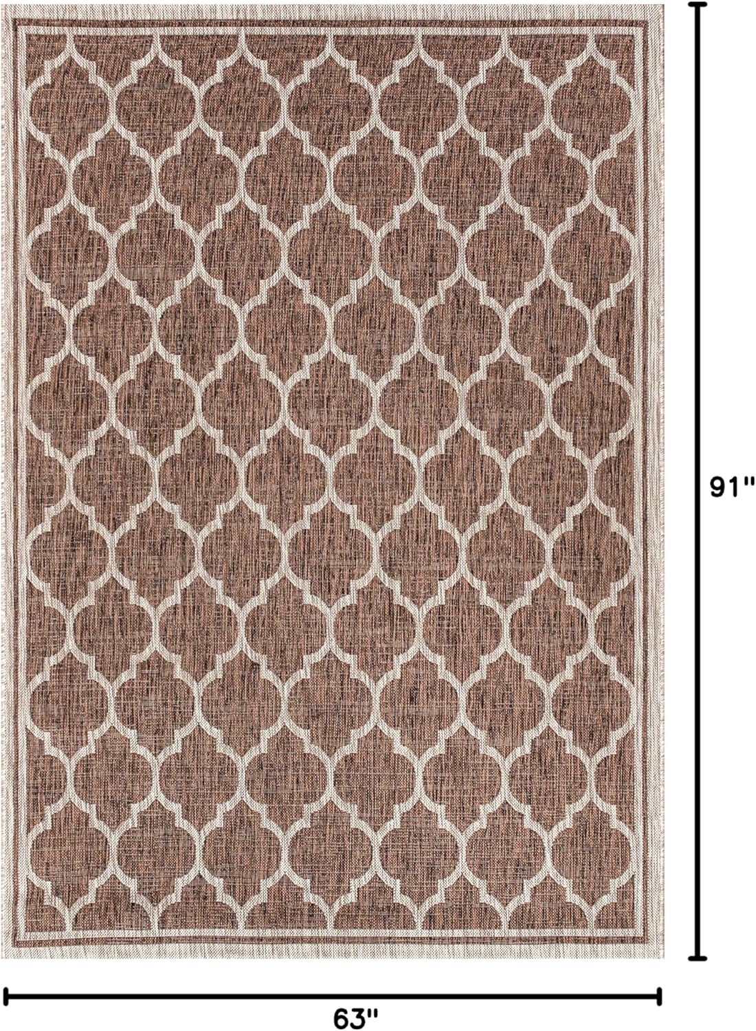 Eyely BMS109B-5 Santa Monica Trebol Moroccan Trellis Textured Weave Indoor/Outdoor Area Rug Coastal;Bohemian, Bedroom, Backyard, Patio, Easy-Cleaning, Non-Shedding, 5 X 8, Espresso/Taupe