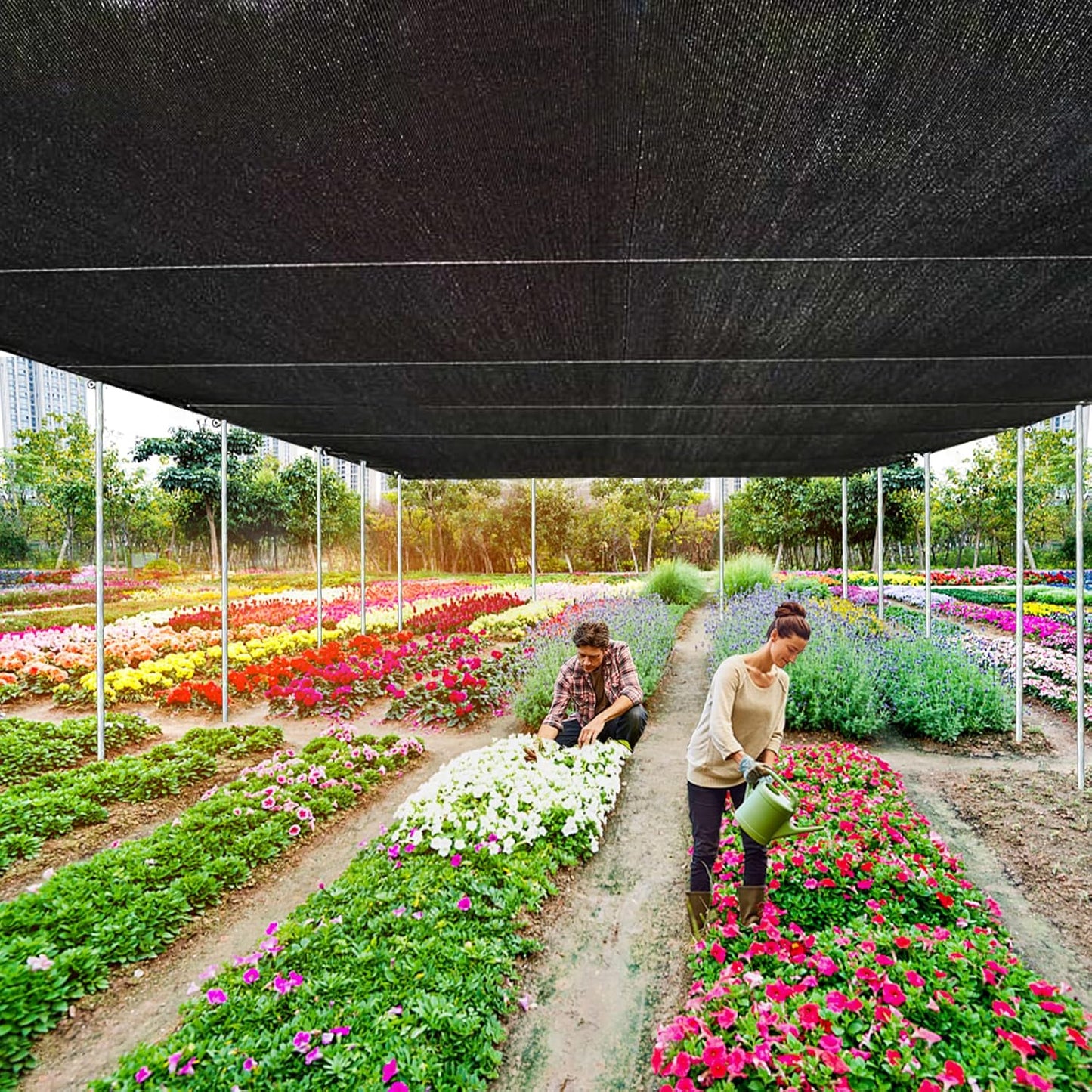 QLOFEI 18x26 FT Shade Cloth for Garden, 80-90% Sunblock Shade Neting Cover with Grommets, Sun Screens for Patio Plants Greenhouse, Mesh Tarp for Kennel Chicken Coop Pergola Outdoor