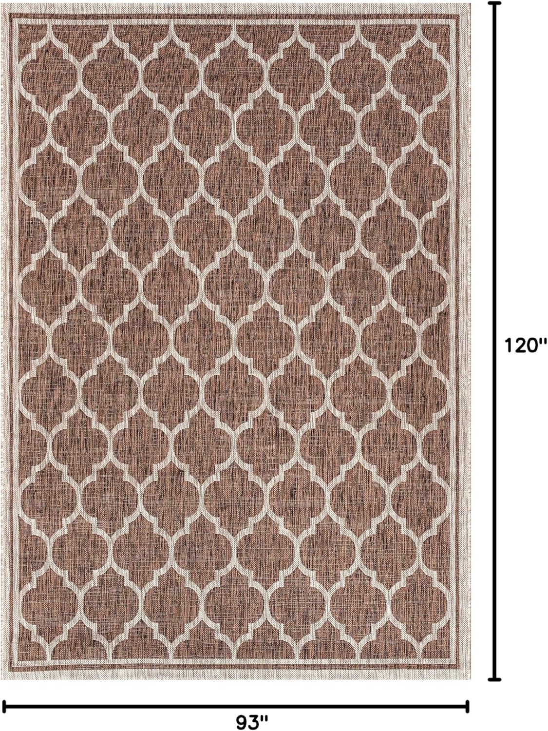 Eyely BMS109B-8 Santa Monica Trebol Moroccan Trellis Textured Weave Indoor/Outdoor Area Rug Coastal;Bohemian, Bedroom, Backyard, Patio, Easy-Cleaning, Non-Shedding, 8 X 10, Espresso/Taupe