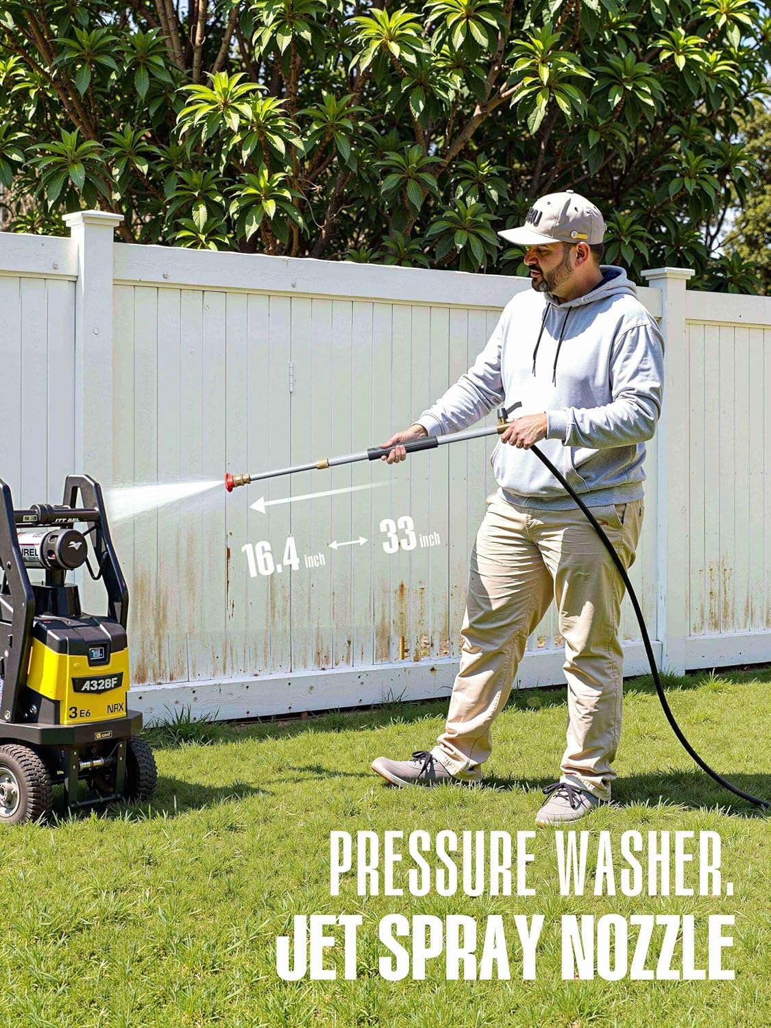 Jet Nozzle High Pressure Hose Nozzle, 2025 Upgraded Adjustable Hydro Nozzle Wands 18-33 inch, Garden Water Hose Sprayer with 5 Tips and Hose Quick Connectors for Garden, Floor and Car Washing