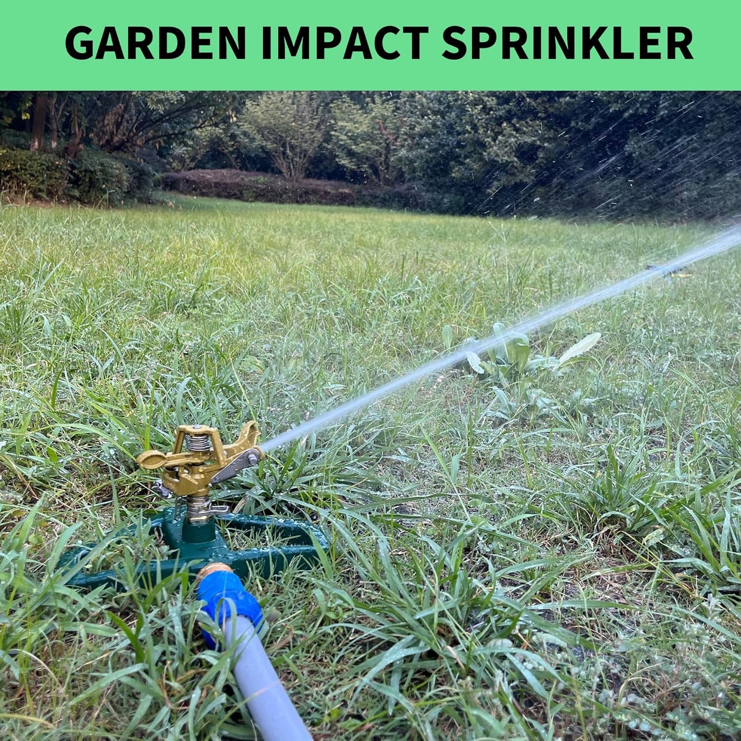 Impact Sprinklers for Yard with Metal Base, Heavy Duty Zinc Alloy Water Sprinkler for Lawn, Automatic 360° Roating for Large Lawn and Garden, Coverage up to 5,800 Sq.Ft, Silver
