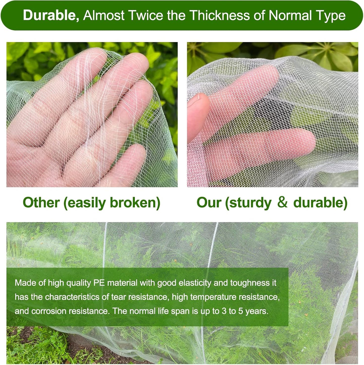 Garden Netting, Jevrench Durable Ultra Fine Garden Netting, Garden Plant Cover Row Cover Makes Plants, Vegetables, Fruits, and Flowers Grow Better (13ft x 16ft)