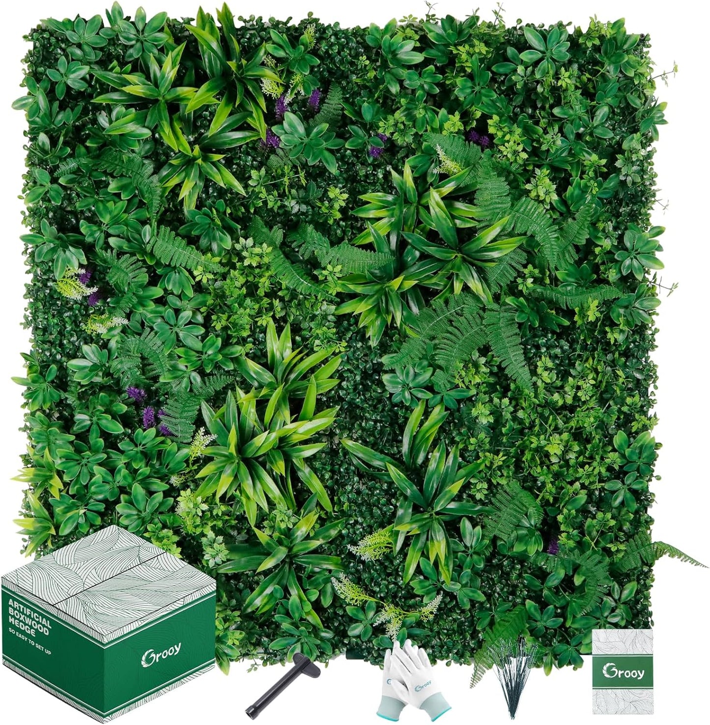 Artificial Boxwood Panels, Grass Wall Panels 20"x20"(6pcs), Privacy Hedge Fence Screen with UV Protection, Fake Greenery Backdrop for Indoor Wedding and Outdoor Garden Backyard