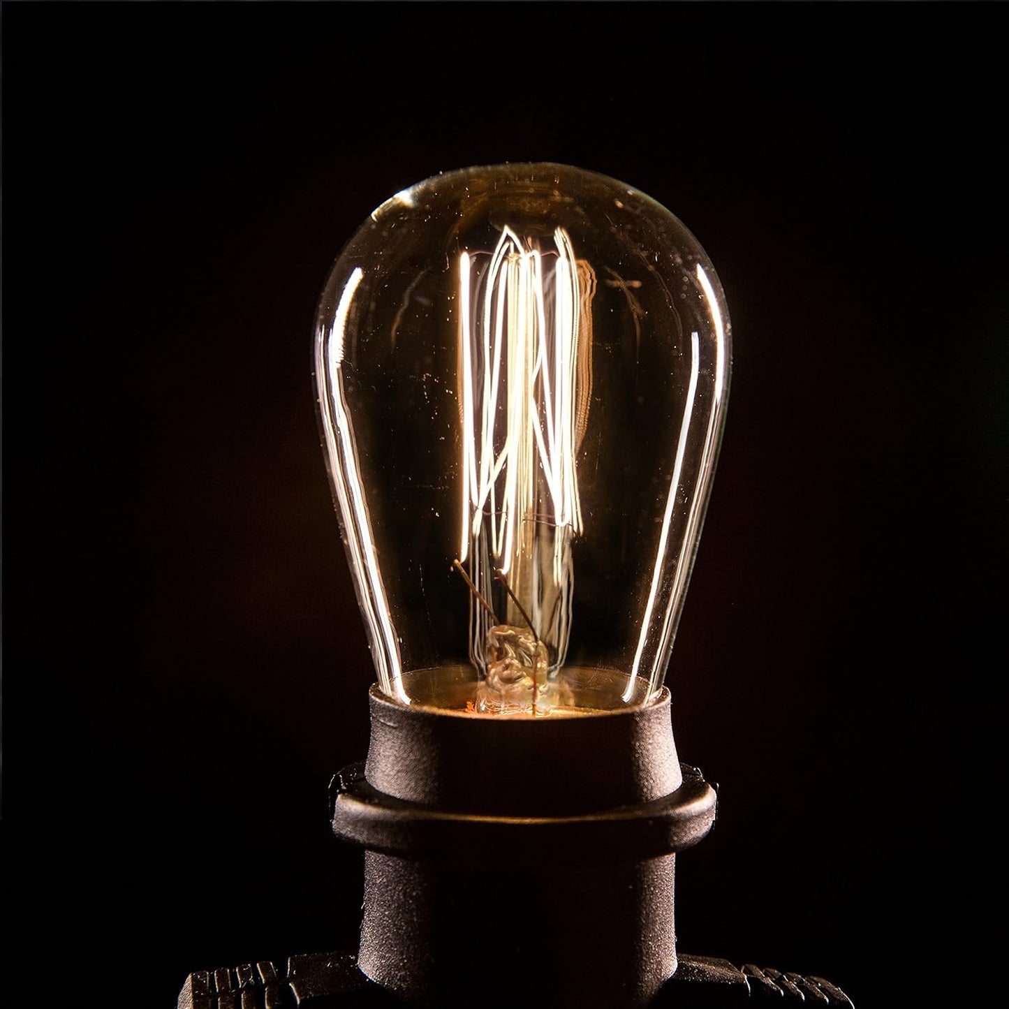 Hometown Evolution, Inc. E26 Commercial String Lights with 16 Gauge Wire (50 Foot 25 Socket, S14 Lantern Edison 11 Watt Bulbs)