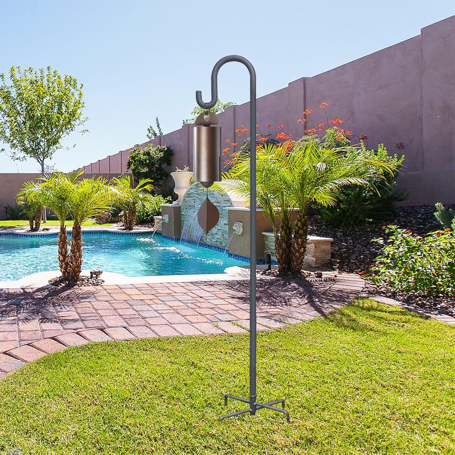 Highpro Shepherd Hook for Outdoor 47 Inch Bird Feeder Hanger Heavy Duty for Hummingbird Feeder Hanger Stand with 5-Prong Base for Lanterns, Wedding (2 Packs)