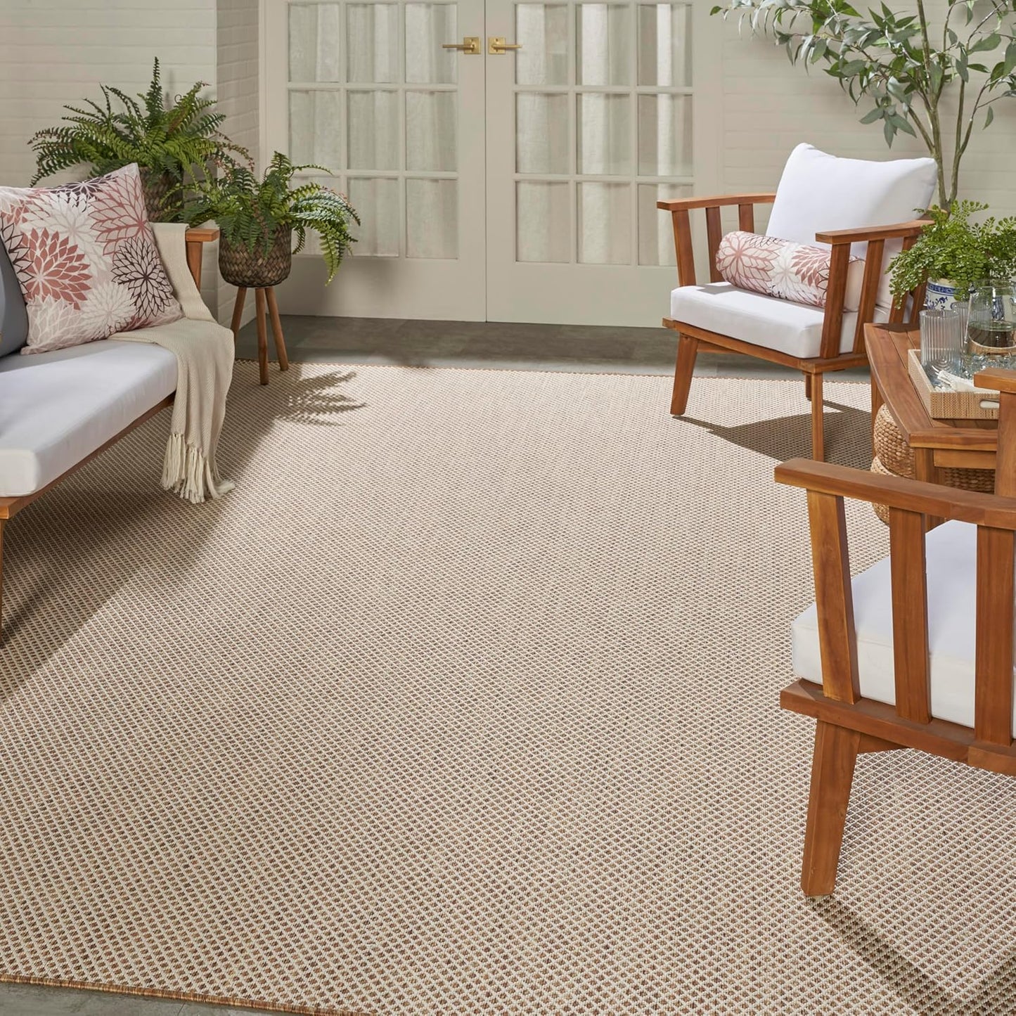 Nourison Home Courtyard Jute Ivory 9' x 12' Area Rug - Easy Clean, Non Shedding, Bed Room, Living Room, Dining Room, Kitchen (9' x 12')