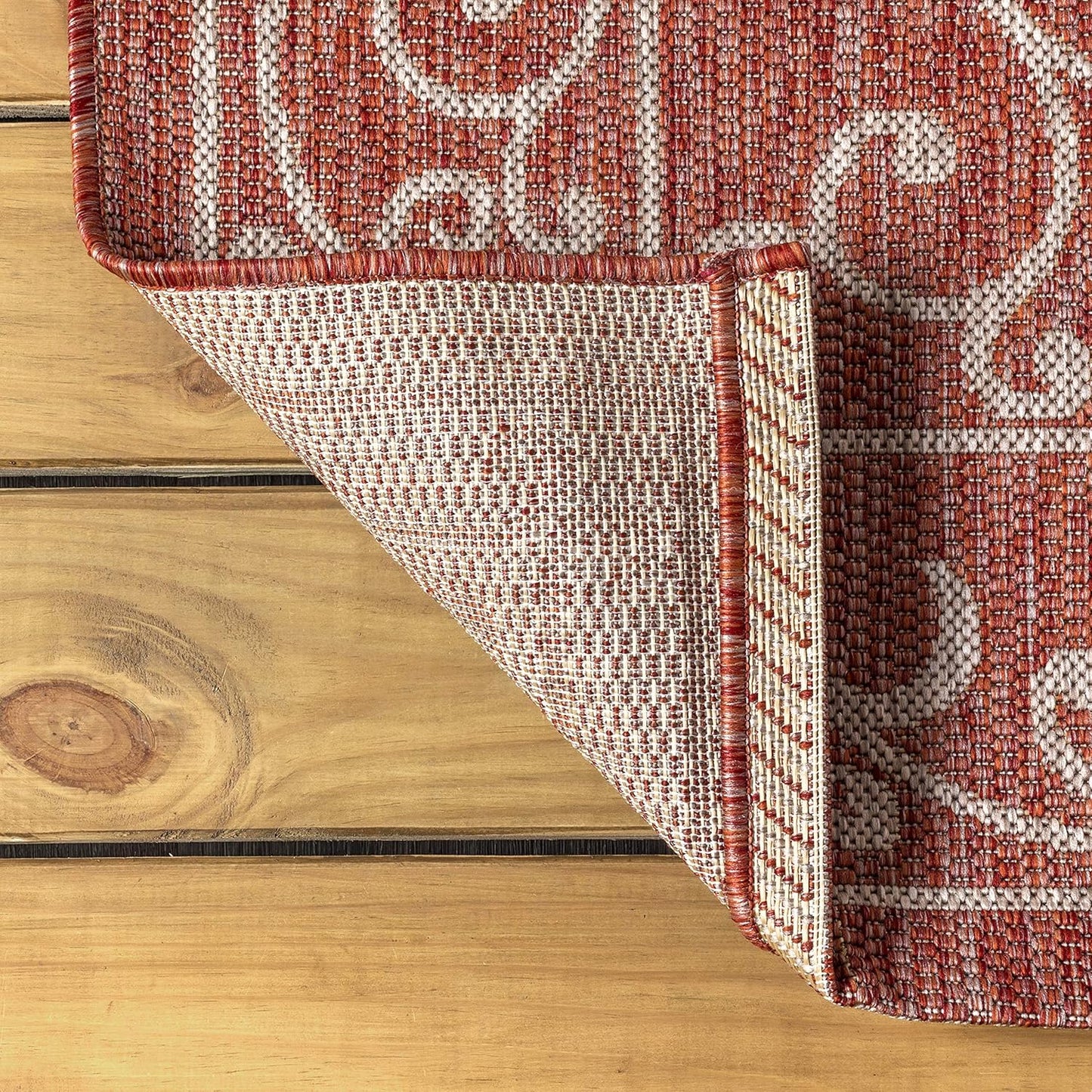 JONATHAN Y SMB106B-6 Charleston Vintage Filigree Textured Weave Red/Beige 6 ft. x 9 ft. Indoor/Outdoor Area Rug, Pet Friendly, Non-Shedding, Stain Resistant, Easy-Cleaning for Backyard, Patio, Porch